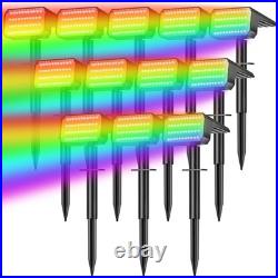 LANSOW 12 Pack Solar Spot Lights Outdoor Color Changing, 12 Pack, Multicolor