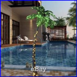 LARGE Artificial Xmas 7FT Palm Tree With 96 LED Lights Iron Stand Outdoor Decor