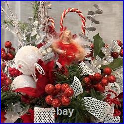 LARGE Holiday Christmas Centerpiece Sleigh Tabletop Bear Decorative Floral Decor