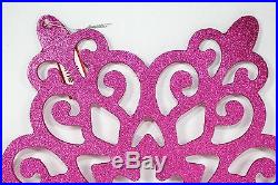 LARGE PINK GLITTER SNOWFLAKE CHRISTMAS ORNAMENT 15 OUTSIDE INSIDE HOLIDAY DECOR