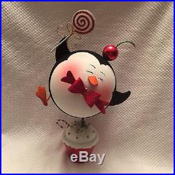 LARGE Pier 1 One Glitter Penguin Cupcake Christmas Decor Holiday NWT Adorable