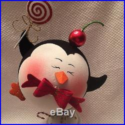 LARGE Pier 1 One Glitter Penguin Cupcake Christmas Decor Holiday NWT Adorable
