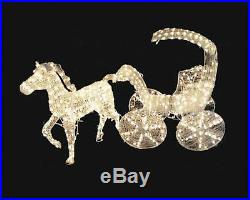 LB International 57 Lighted Crystal 3-D Horse and Carriage Christmas Yard Decor