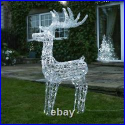 LED 1.1M Christmas Reindeer Snow Decoration Acrylic Outdoor XMAS Garden lights
