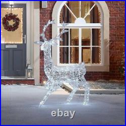 LED 1.4M Christmas Reindeer Snow Decoration Acrylic White Outdoor Garden lights