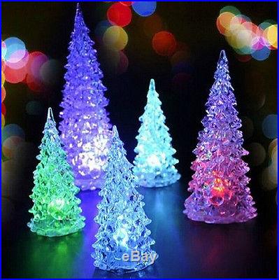 LED 7 Colors Changing Acrylic Christmas Tree Night Light Lamp Home Decor Gift