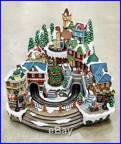 LED Animated Winter Village Scene Rotating Train & Music Christmas Decoration