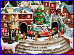 LED Animated Winter Village Scene Rotating Train & Music Christmas Decoration