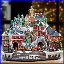 LED Animated Winter Village Scene with Rotating Train and Music 14.5
