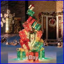LED Christmas Holiday Lighted Twinkling 18-Present GIFT BOX TOWER Yard Decor