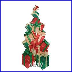 LED Christmas Holiday Lighted Twinkling 18-Present Gift Box Tower Yard Decor