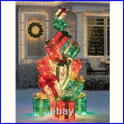 LED Christmas Holiday Lighted Twinkling 18-Present Gift Box Tower Yard Decor