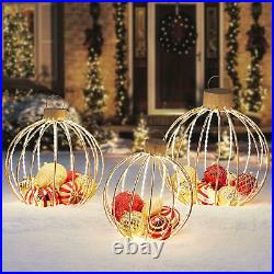 LED Christmas Holiday Lighted Twinkling 3pc Oversize Ornament Yard Decor