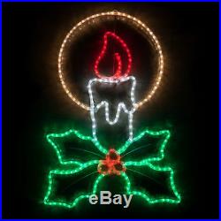LED Christmas Rope Light Display Decor Window Yard Outdoor Candle with Holly 40