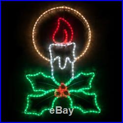 LED Christmas Rope Light Display Decor Window Yard Outdoor Candle with Holly 40