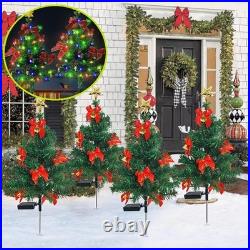 LED Christmas Tree Solar Lights Stake Lamp Path Garden Outdoor Multi-Xmas Decors