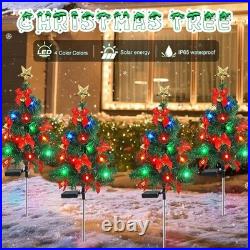 LED Christmas Tree Solar Lights Stake Lamp Path Garden Outdoor Multi-Xmas Decors