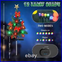 LED Christmas Tree Solar Lights Stake Lamp Path Garden Outdoor Multi-Xmas Decors