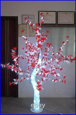 LED Christmas holiday Light Crystal Cherry Blossom tree Red flower white leaf