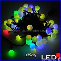 LED Color-Changing 16-Feet Christmas Xmas Light 50 RGB G20 Balls Dark Green Wire