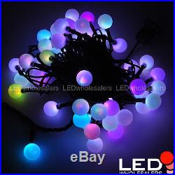 LED Color-Changing 16-Feet Christmas Xmas Light 50 RGB G20 Balls Dark Green Wire