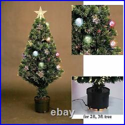 LED Fibre Optic Christmas Tree Pre-Lit Stars Baubles Decorations Xmas Home Decor