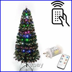 LED Fibre Optic Christmas Tree Remote Controlled Pre-lit Xmas Decorations Decor