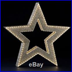 LED Gold Tinsel Star 366 Lights Indoor Outdoor Xmas Decoration 3ft 5 104.1cm