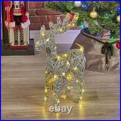 LED Light Up Reindeer 45cm Plastic Rattan Wire Frame Christmas Home Decorations