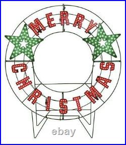 LED Lighted Colorful Red & Green 40 MERRY CHRISTMAS Outdoor Holiday Yard Sign