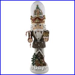 LED Lighted Gingerbread Nutcracker Musical Christmas Snow Globe 17.5