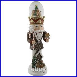LED Lighted Gingerbread Nutcracker Musical Christmas Snow Globe 17.5
