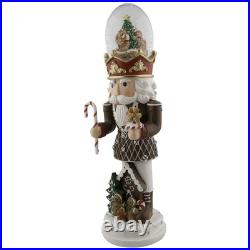 LED Lighted Gingerbread Nutcracker Musical Christmas Snow Globe 17.5