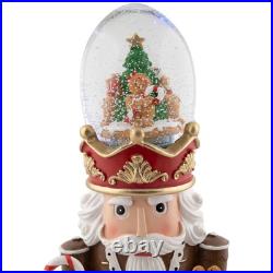 LED Lighted Gingerbread Nutcracker Musical Christmas Snow Globe 17.5