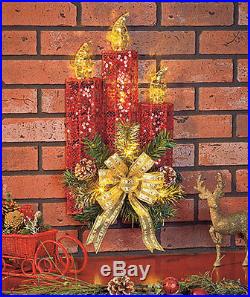 LED Lighted Holiday Candle Light Door Wall Ornament Hanger Christmas Home Decor