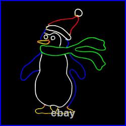 LED Neon Rope Light Penguin With Scarf Motif Lighted Silhouette Multi-Color