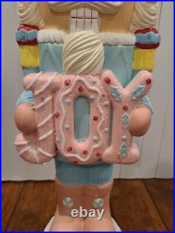 LED Pastel Pink Peppermint Candy Nutcracker Christmas Greeter 3ft Decor