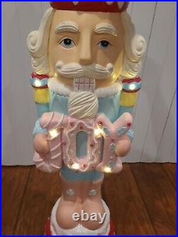LED Pastel Pink Peppermint Candy Nutcracker Christmas Greeter 3ft Decor