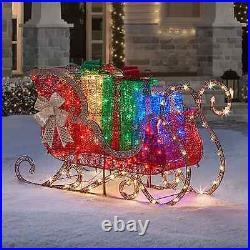 LED Pre-Lit Holiday Glittering Sleigh Indoor Outdoor Christmas Yard Decoration