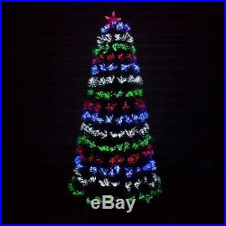 LED Pre lit Christmas tree Fiber Optic Xmas Lights Up Home Decor 6FT 180CM UK
