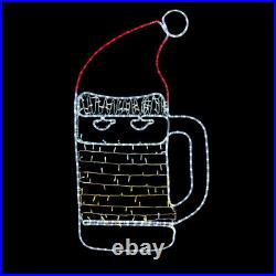 LED Rope Light Santa Beer Mug Decoration- Lighted Sign Multi-Color 48 Inch