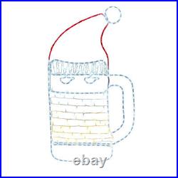 LED Rope Light Santa Beer Mug Decoration- Lighted Sign Multi-Color 48 Inch