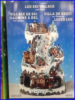 LED Winter Ski Village Scene with Rotating Train and Music Christmas Decorations