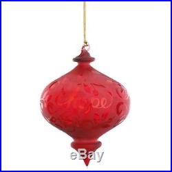 LENOX NEW Joyous Tidings Red Holiday Glass Christmas Ornament BHFO