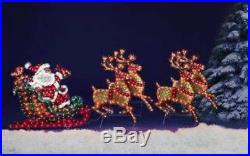 LIGHTED Santa in his sleigh & 4 reindeer Christmas Holiday Outdoor Yard Decor
