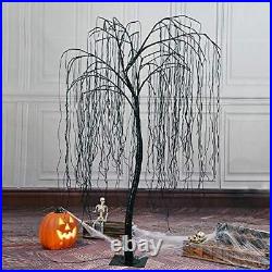 LIGHTSHARE 7 Feet Halloween Willow Tree with Spiders 256 LED Lights for Home