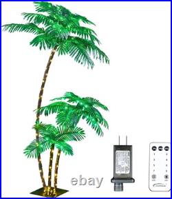 LIGHTSHARE Lighted 6FT Gorgeous Palm Tree 3Trunks Artificial Green