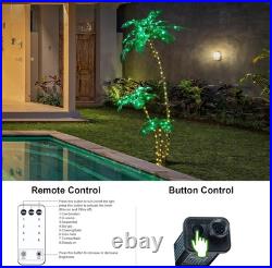 LIGHTSHARE Lighted 6FT Gorgeous Palm Tree 3Trunks Artificial Green