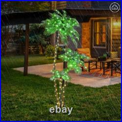 LIGHTSHARE Lighted 6FT Gorgeous Palm Tree 3Trunks Artificial Green