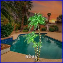 LIGHTSHARE Lighted 6FT Gorgeous Palm Tree 3Trunks Artificial Green